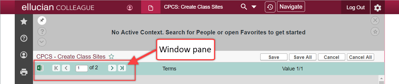 Screenshot of Colleague context pane with window pane shown